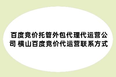 百度竞价托管外包代理代运营公司 横山百度竞价代运营联系方式